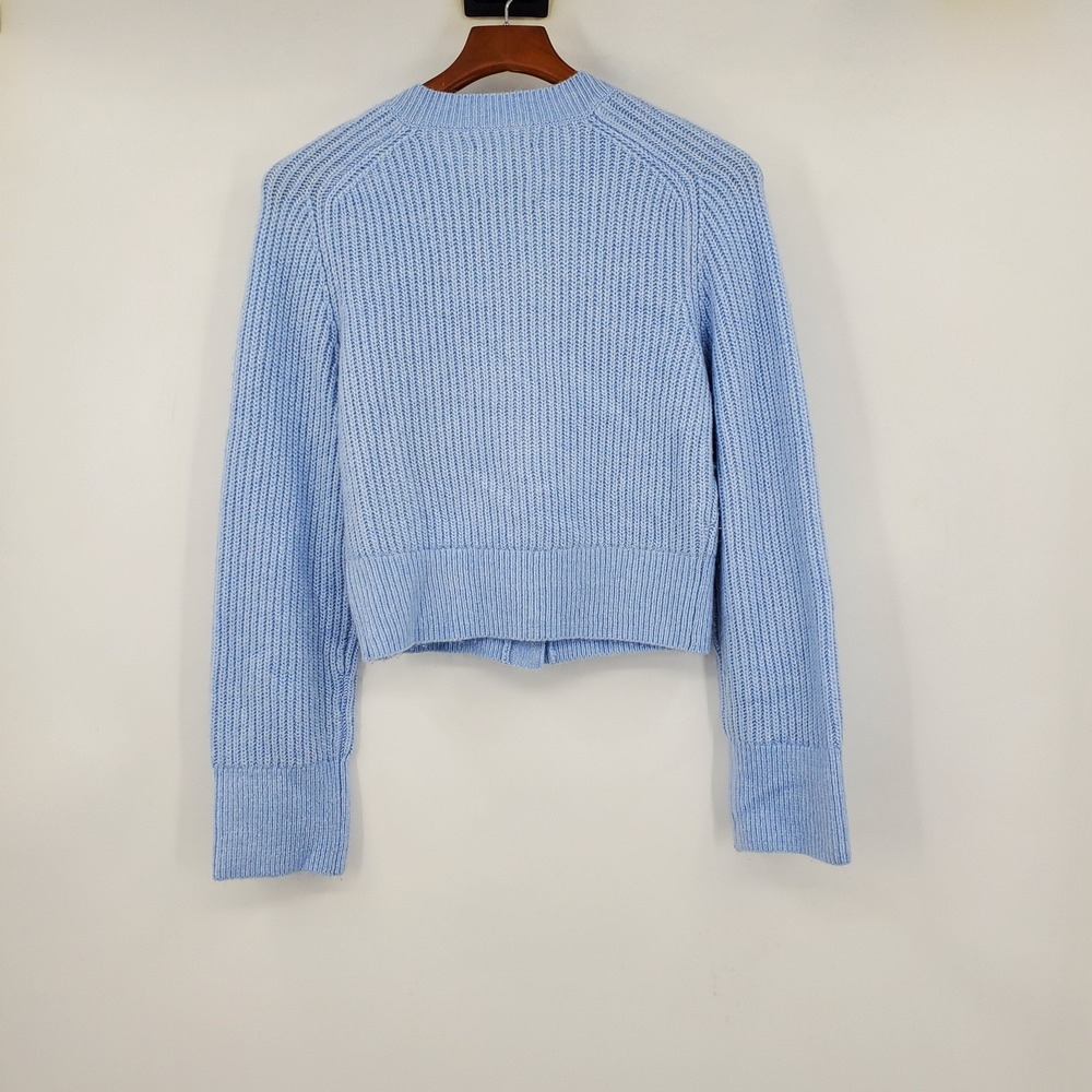 Abercrombie & Fitch Blue Pearl Button Cropped Knit Cardigan S Coquette Preppy - Picture 2 of 11